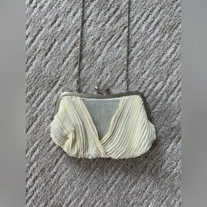 Brand new elegant Cream Pleated Clutch Bag with removable strap